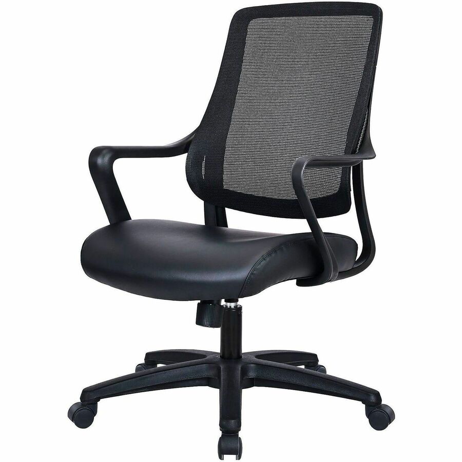 Lorell Fixed-Arm Mesh-Back Conference Chair, Mesh Back Material, 5-star Base, Black, Armrest (LLR63212)