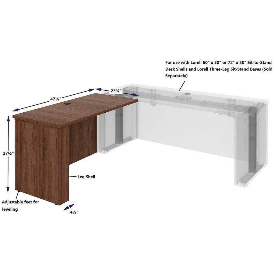 Lorell Essentials Sit-Stand Return Shells, 27.5" x 47.3" x 23.6", Finish: Walnut (LLR69965)