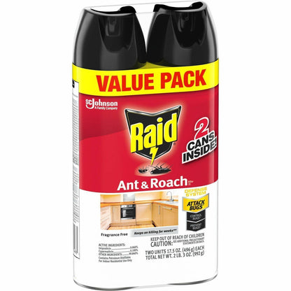 Raid Ant & Roach Killer Spray, 17.50 fl oz, Red, 2/Pack (SJN385310)