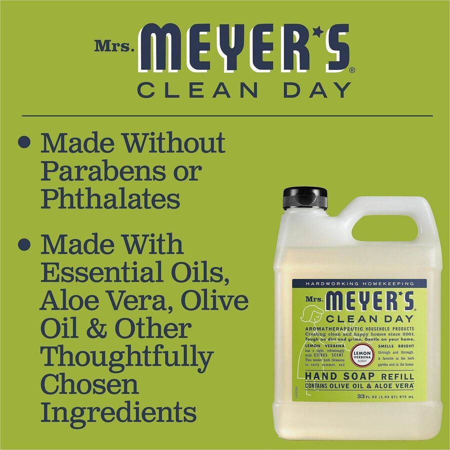 Mrs. Meyer's Clean Day Hand Soap, Lemon Verbena Scent, 1.03 quart, 6/Carton (SJN390058)