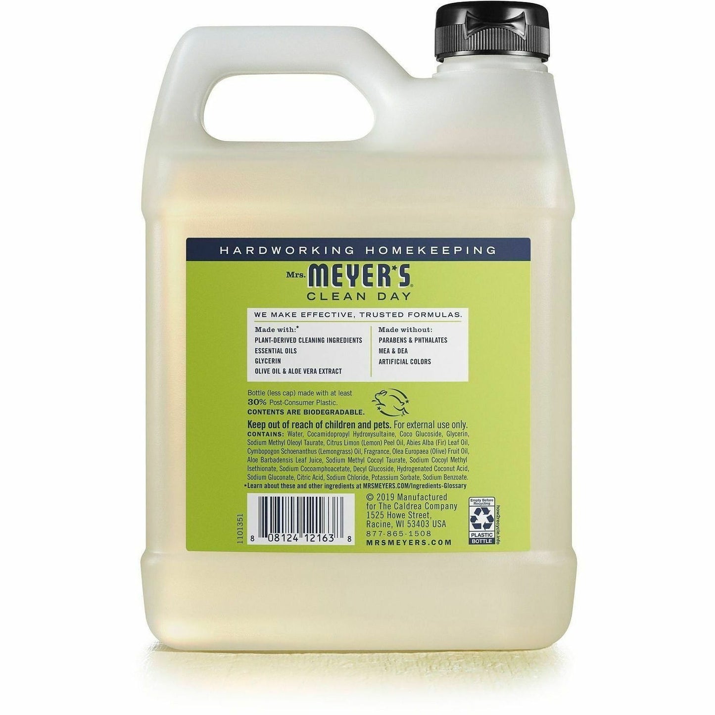 Mrs. Meyer's Clean Day Hand Soap, Lemon Verbena Scent, 1.03 quart, 6/Carton (SJN390058)