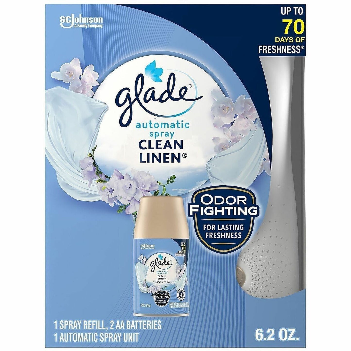 Glade Automatic Spray Refill & Holder Kit, 6.2 fl oz (0.2 quart), Fresh, Clean Linen (SJN389278EA)