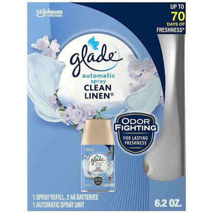Glade Automatic Spray Refill & Holder Kit, 6.2 fl oz (0.2 quart), Fresh, Clean Linen (SJN389278EA)
