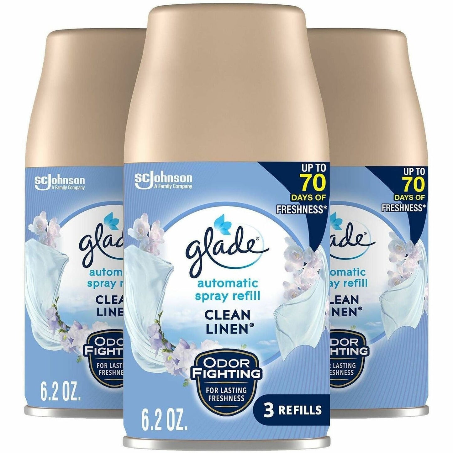 Glade Automatic Spray Refills, Aerosol, 6.2 fl oz, Clean Linen, 70 Day (SJN389270)