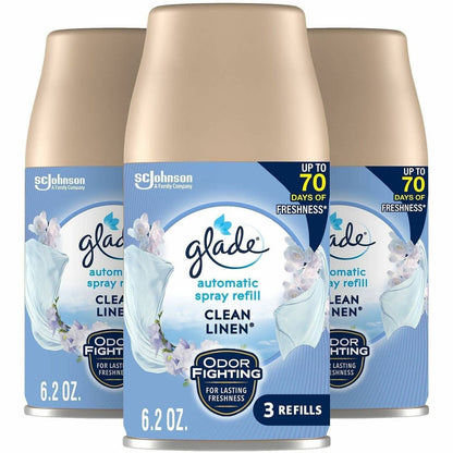 Glade Automatic Spray Refills, Aerosol, 6.2 fl oz, Clean Linen, 70 Day (SJN389270)