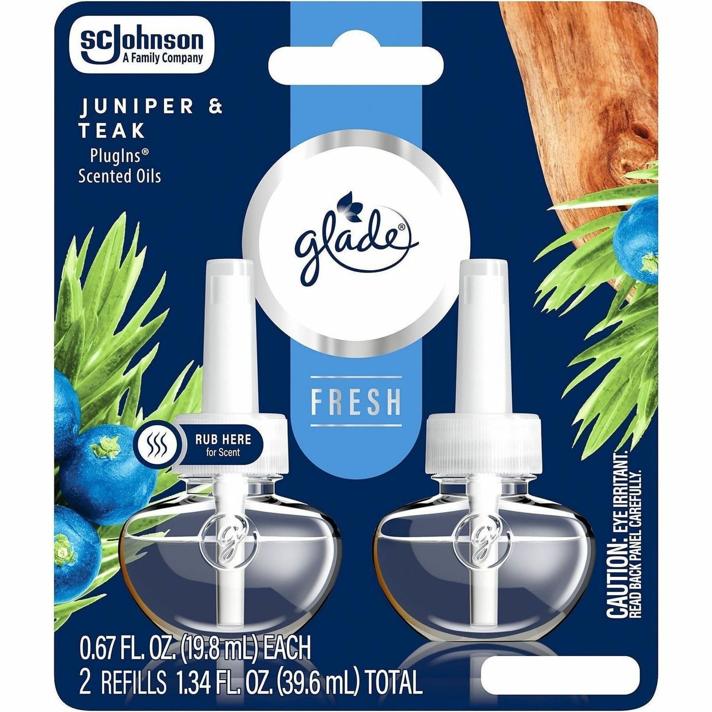 Glade PlugIns Refill, Oil, Juniper & Teak, 2/Pack (SJN397751)