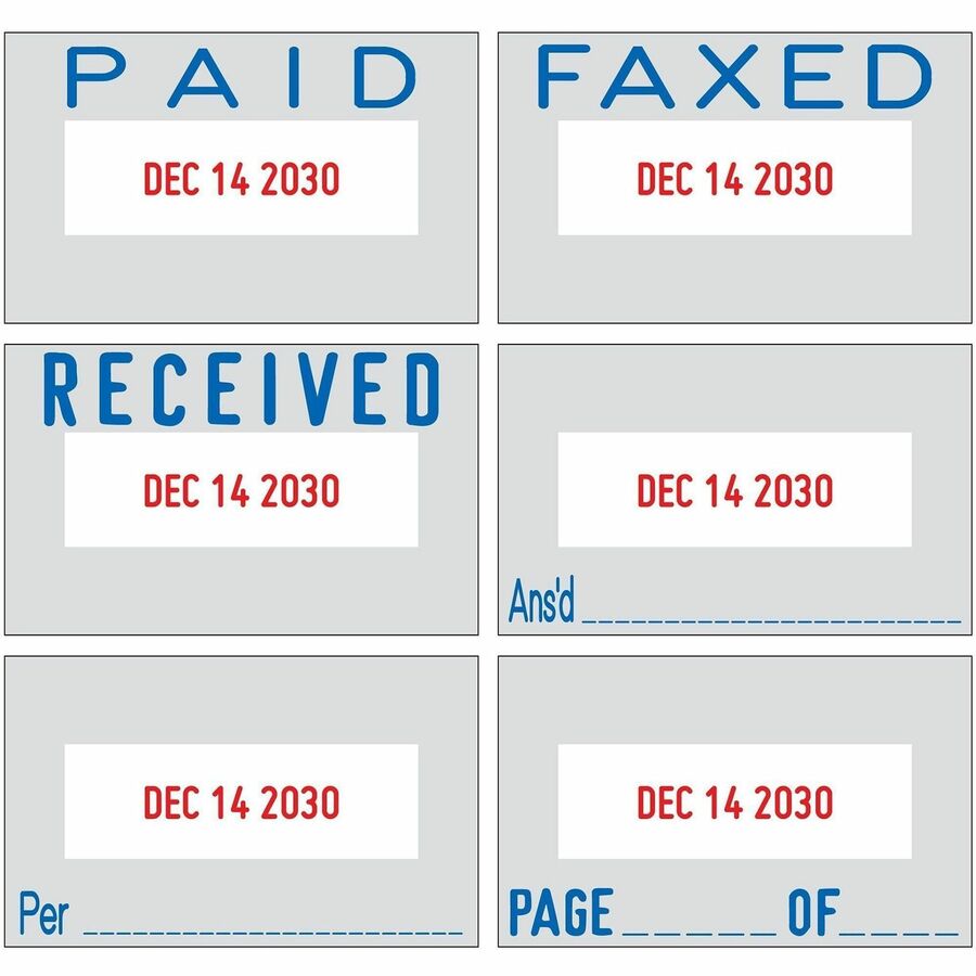 Trodat Professional 5-in-1 Date Stamp, 2" Impression Width x 1.12" Impression Length, Blue, Message/Date Stamp, 2 Line(s), 4 Bands (TDTT5430)