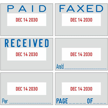 Trodat Professional 5-in-1 Date Stamp, 2" Impression Width x 1.12" Impression Length, Blue, Message/Date Stamp, 2 Line(s), 4 Bands (TDTT5430)