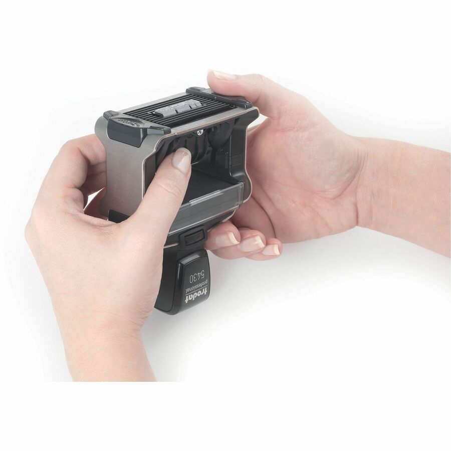 Trodat Professional 5-in-1 Date Stamp, 2" Impression Width x 1.12" Impression Length, Blue, Message/Date Stamp, 2 Line(s), 4 Bands (TDTT5430)