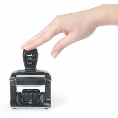 Trodat Professional 5-in-1 Date Stamp, 2" Impression Width x 1.12" Impression Length, Blue, Message/Date Stamp, 2 Line(s), 4 Bands (TDTT5430)