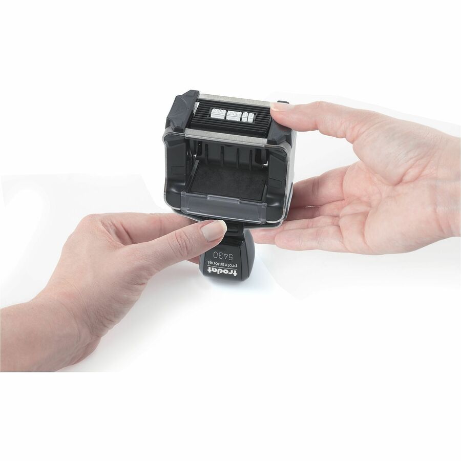 Trodat Professional 5-in-1 Date Stamp, 2" Impression Width x 1.12" Impression Length, Blue, Message/Date Stamp, 2 Line(s), 4 Bands (TDTT5430)