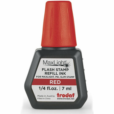 Trodat Maxlight Refill Ink, 0.24 fl oz, Red Ink, Plastic, TAA Compliant (TDT217476)