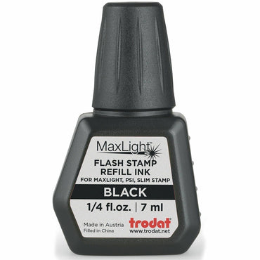 Trodat Maxlight Refill Ink, 0.24 fl oz, Black Ink, Plastic, TAA Compliant (TDT217474)