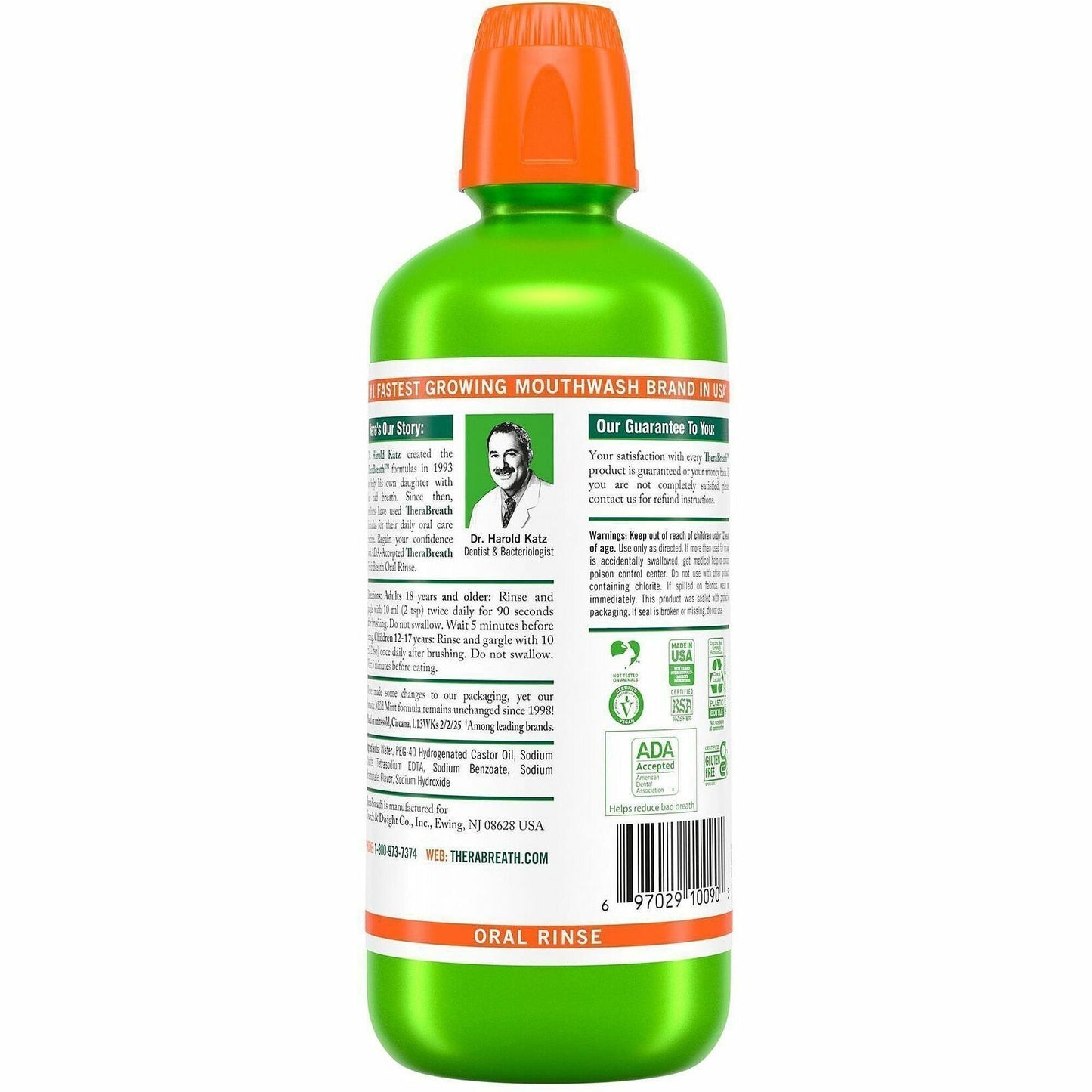 TheraBreath Fresh Breath Oral Rinse, Mild Mint, 1.06 quart  (CDC9702952371)