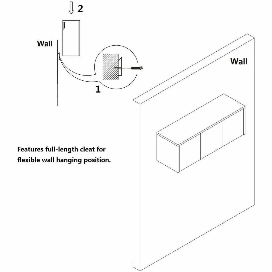 Lorell Essentials Wall-Mounted Hutches with Wood Doors, 17" x 48" x 15", Weathered Charcoal (LLR69635)