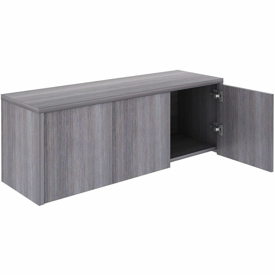 Lorell Essentials Wall-Mounted Hutches with Wood Doors, 17" x 48" x 15", Weathered Charcoal (LLR69635)
