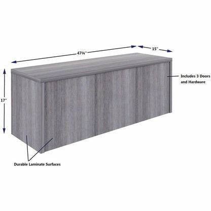 Lorell Essentials Wall-Mounted Hutches with Wood Doors, 17" x 48" x 15", Weathered Charcoal (LLR69635)
