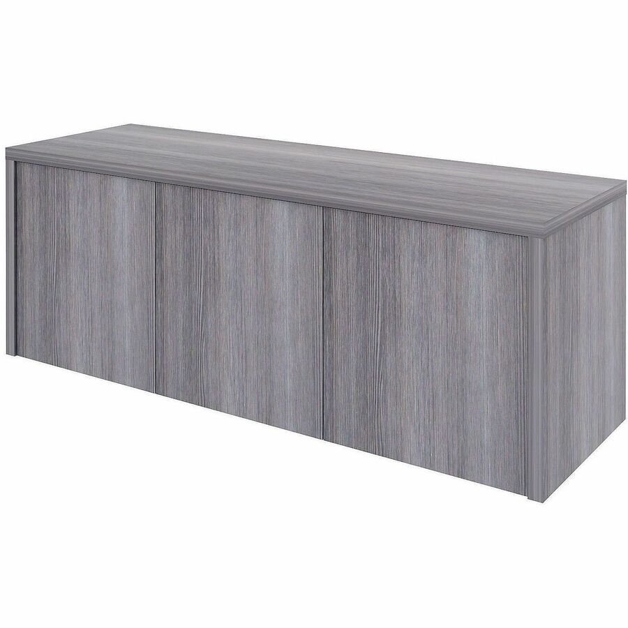 Lorell Essentials Wall-Mounted Hutches with Wood Doors, 17" x 48" x 15", Weathered Charcoal (LLR69635)