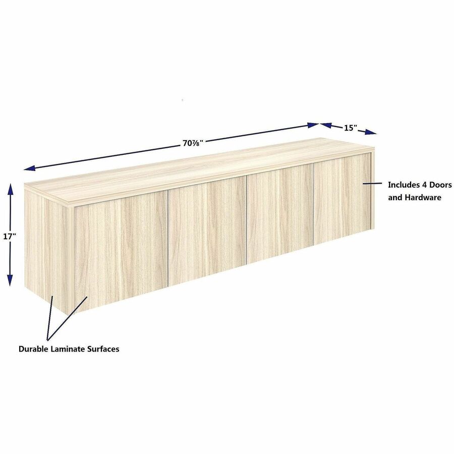 Lorell Essentials Wall-Mounted Hutche with Wood Doors, 17" x 72" x 15", Modern Elm (LLR66346)