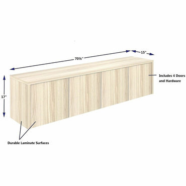 Lorell Essentials Wall-Mounted Hutche with Wood Doors, 17" x 72" x 15", Modern Elm (LLR66346)