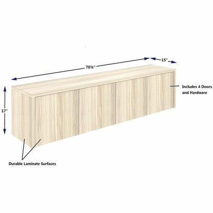 Lorell Essentials Wall-Mounted Hutche with Wood Doors, 17" x 72" x 15", Modern Elm (LLR66346)