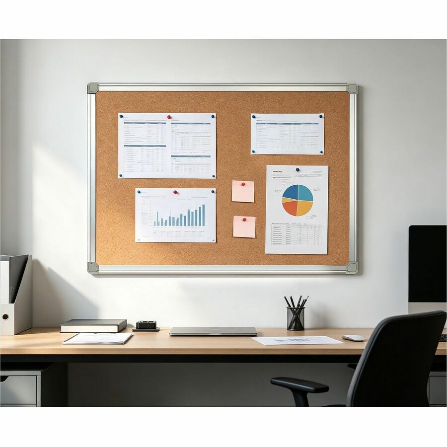 Lorell Aluminum Frame Cork Board, 18" Board x 24" Board x 0.50" Board Depth (LLR19195)
