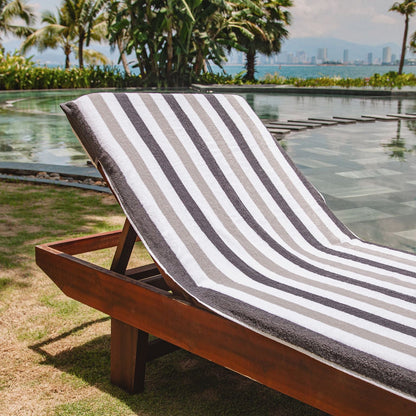 Hospeco® Cabo Cabana Chaise Cover 30x85 Black/Grey, 12/Case (HOSCC-CC-BK-GY-CS)