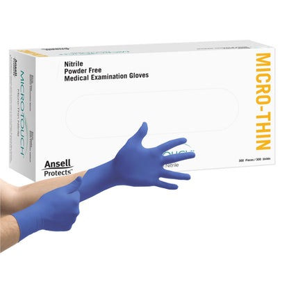 Micro-Touch® Micro-Thin Exam Glove Large NonSterile Nitrile Standard Cuff Length Textured Fingertips Blue Not Rated (895547_BX)