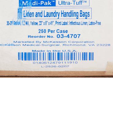 McKesson Infectious Linen Bag Infectious Linen 30 to 33 gal. Yellow 8 X 23 X 41 Inch (140120_CS)