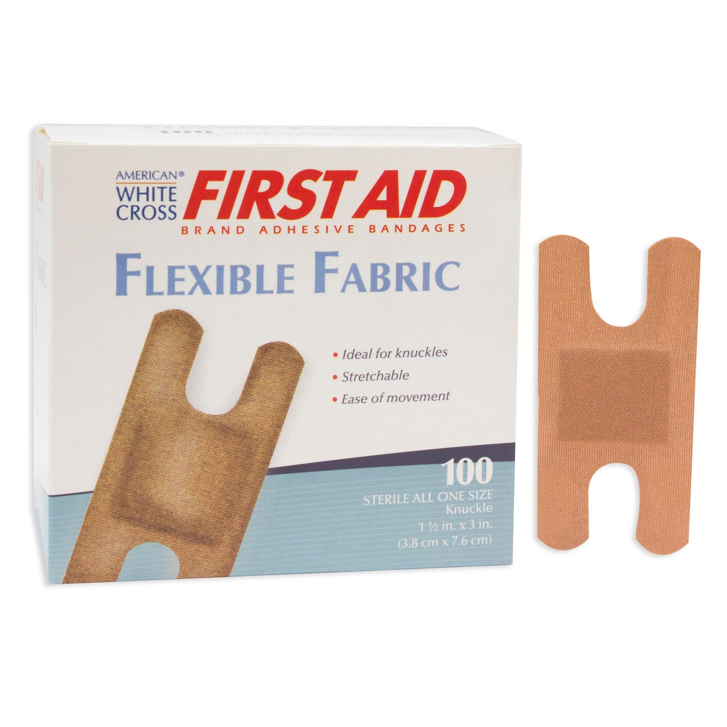 American® White Cross Adhesive Strip 1-1/2 X 3 Inch Fabric Knuckle Tan Sterile (161545_CS)