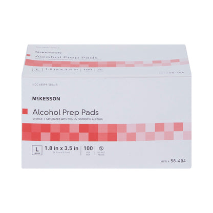 McKesson Alcohol Prep Pad 70% Strength Isopropyl Alcohol Individual Packet Large Sterile (225940_CS)