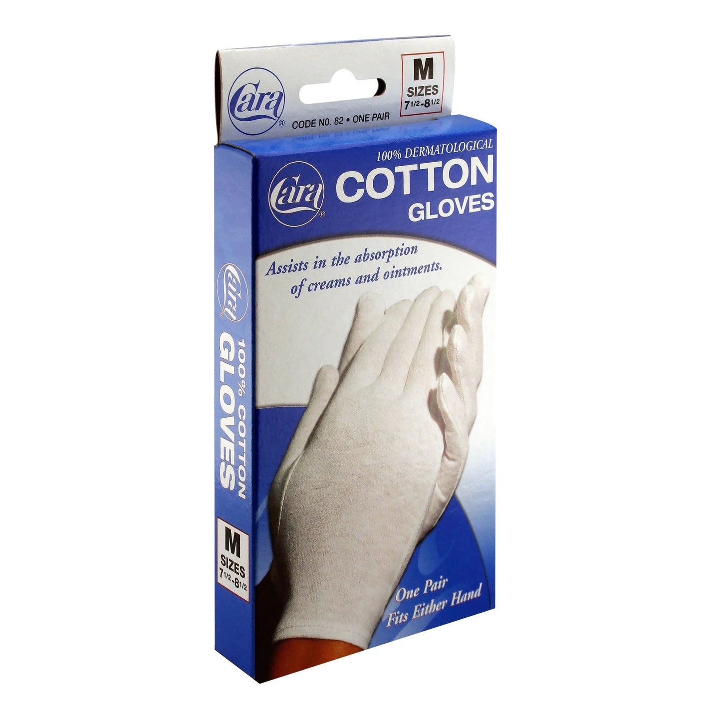Cara Infection Control Glove Medium Cotton White Wrist Length Hemmed Cuff NonSterile (1112289_PR)