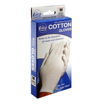 Cara Infection Control Glove Medium Cotton White Wrist Length Hemmed Cuff NonSterile (1112289_PR)