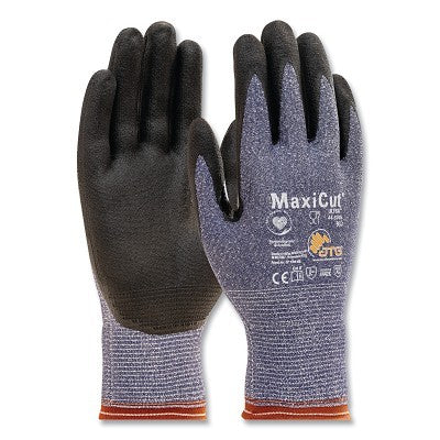 PIP MaxiCut® Ultra™ Seamless Knit Engineered Yarn Gloves, MicroFoam Grip Palm/Fingers, X-Small, Black/Blue (112-44-3745XS)
