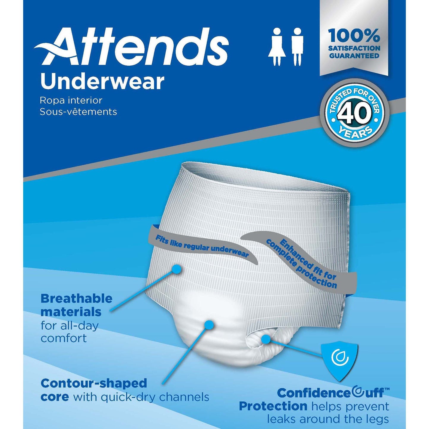 Attends® Unisex Adult Absorbent Underwear Pull On with Tear Away Seams Medium Disposable Heavy Absorbency (848957_BG)