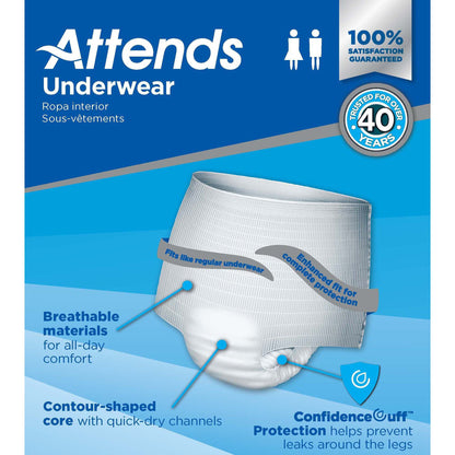 Attends® Unisex Adult Absorbent Underwear Pull On with Tear Away Seams Medium Disposable Heavy Absorbency (848957_BG)
