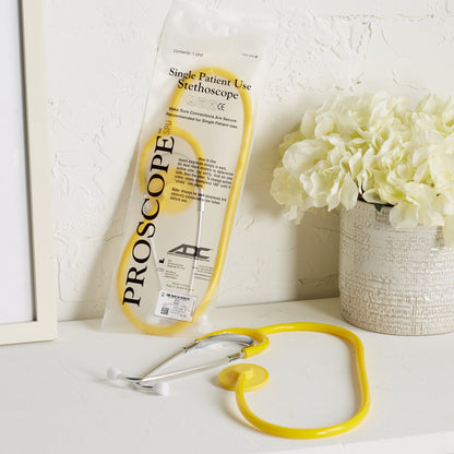 Proscope™ 664 Disposable Stethoscope Yellow 1-Tube 22 Inch Tube Single Sided Chestpiece (493334_CS)