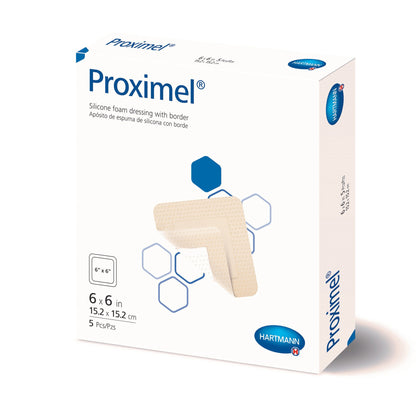 Proximel® Foam Dressing 6 X 6 Inch With Border Waterproof Film Backing Silicone Adhesive Square Sterile (1242034_CS)