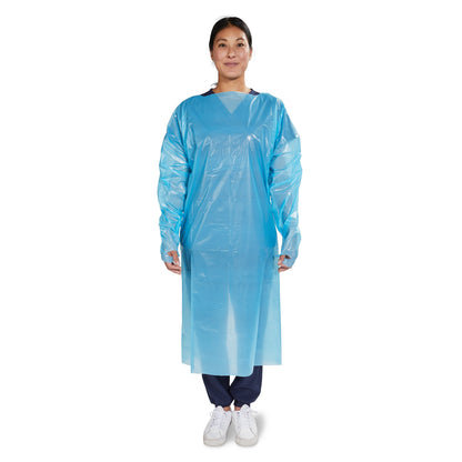 McKesson Protective Procedure Gown One Size Fits Most Blue NonSterile Not Rated Disposable (1247975_CS)