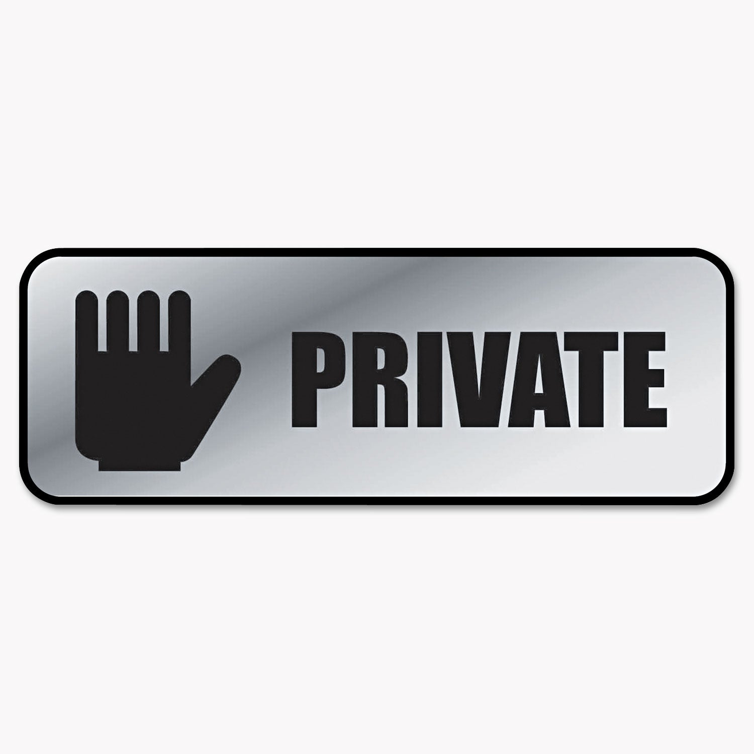 cosco-brushed-metal-office-sign-private-9-x-3-silver-cos098210_1