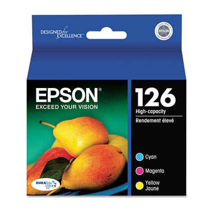 Epson® T126520-S (126) DURABrite Ultra High-Yield Ink, Cyan/Magenta/Yellow, 3/Pack (EPST126520S)