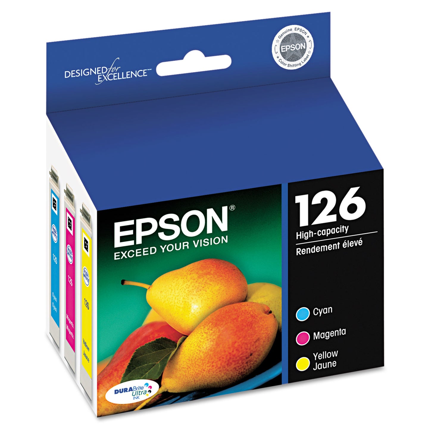 Epson® T126520-S (126) DURABrite Ultra High-Yield Ink, Cyan/Magenta/Yellow, 3/Pack (EPST126520S)