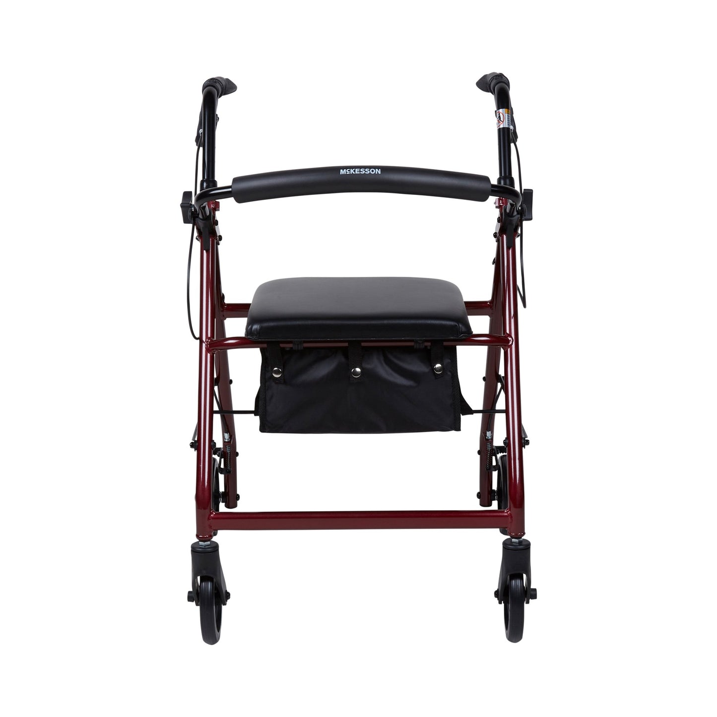 McKesson 4 Wheel Rollator Red Adjustable Height / Folding Aluminum Frame (1065263_EA)