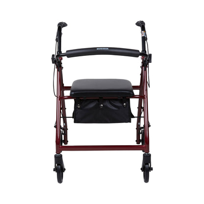 McKesson 4 Wheel Rollator Red Adjustable Height / Folding Aluminum Frame (1065263_EA)