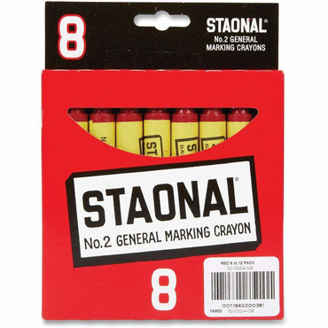 Crayola Staonal Marking Crayon, 5" x 0.6" Diameter, Red, 8/Box (CYO520002038)