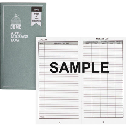 Dome Auto Mileage Log, One-Part (No Copies), 6.5 x 6.25, 32 Forms Total (DOM770)