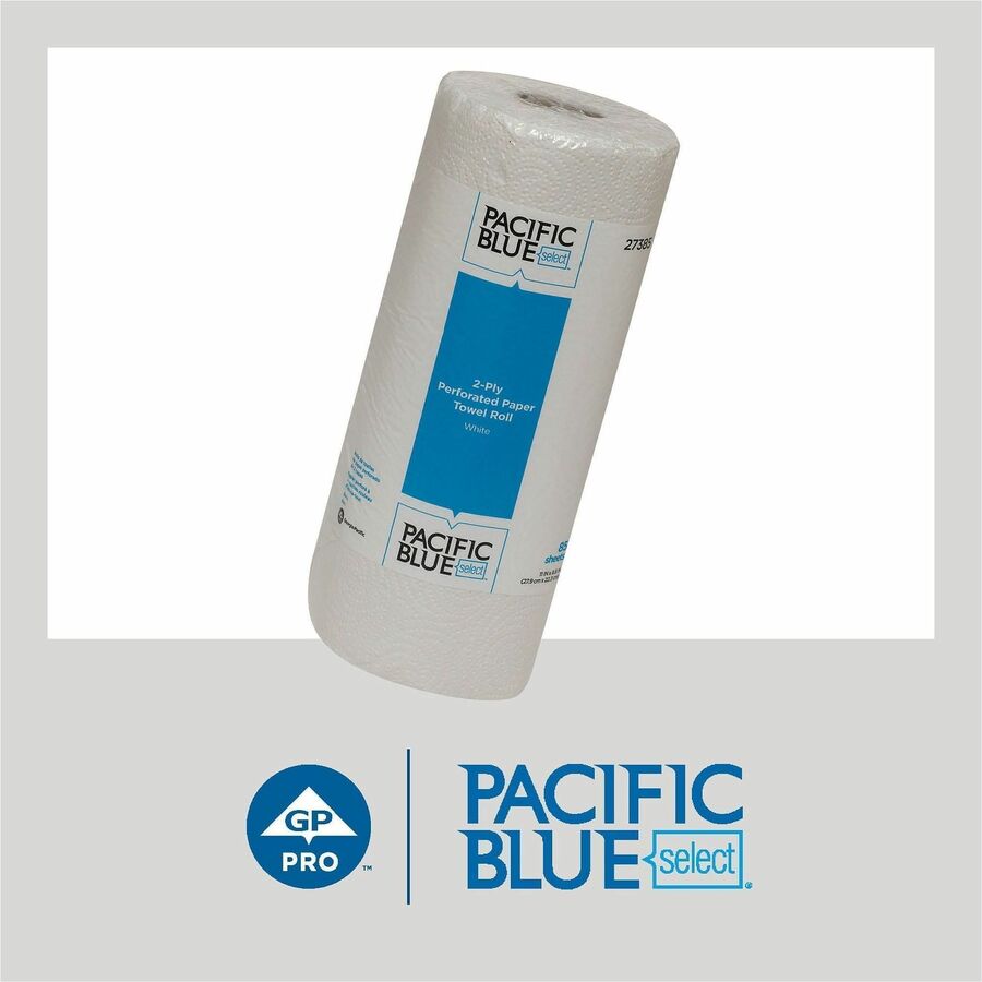 Pacific Blue Select Perforated Paper Towel Roll, 2 Ply, 8.80" x 11", 85 Sheets/Roll, White, 1 Roll (GPC27385)