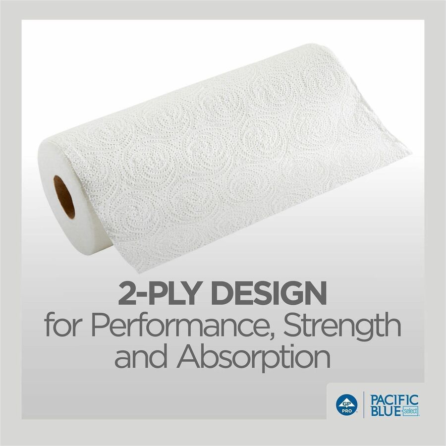 Pacific Blue Select Perforated Paper Towel Roll, 2 Ply, 8.80" x 11", 85 Sheets/Roll, White, 1 Roll (GPC27385)