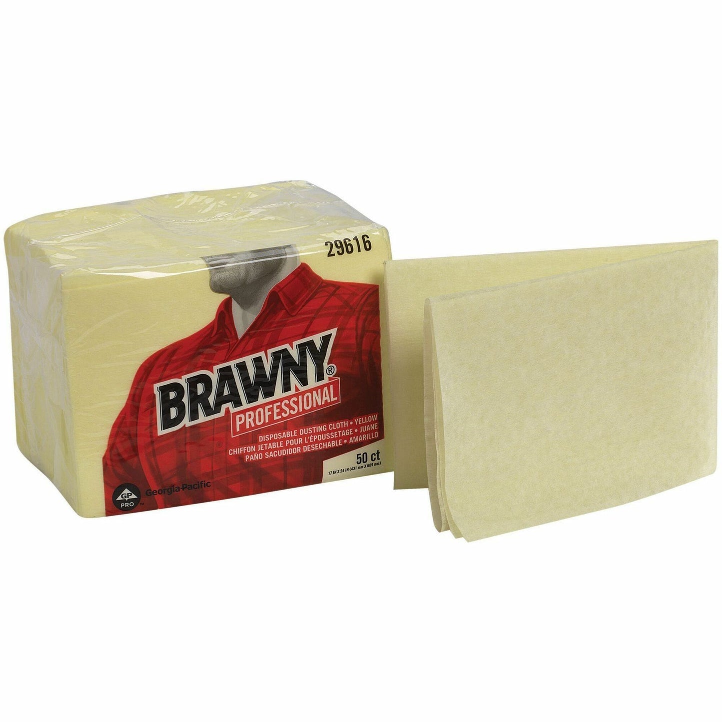 Brawny Professional Disposable Dusting Cloths, 24" x 17", Yellow, 50/Pack (GPC29616PK)