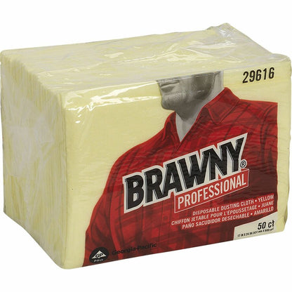 Brawny Professional Disposable Dusting Cloths, 24" x 17", Yellow, 50/Pack (GPC29616PK)
